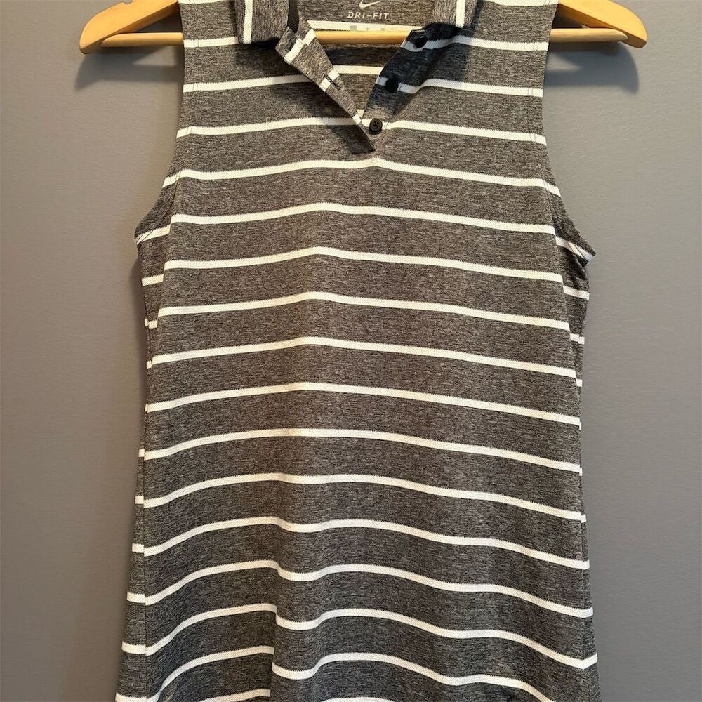 *3/$15 Nike Women's Sleeveless Striped Golf Gray Size S Dri-FIT - Picture 1 of 9